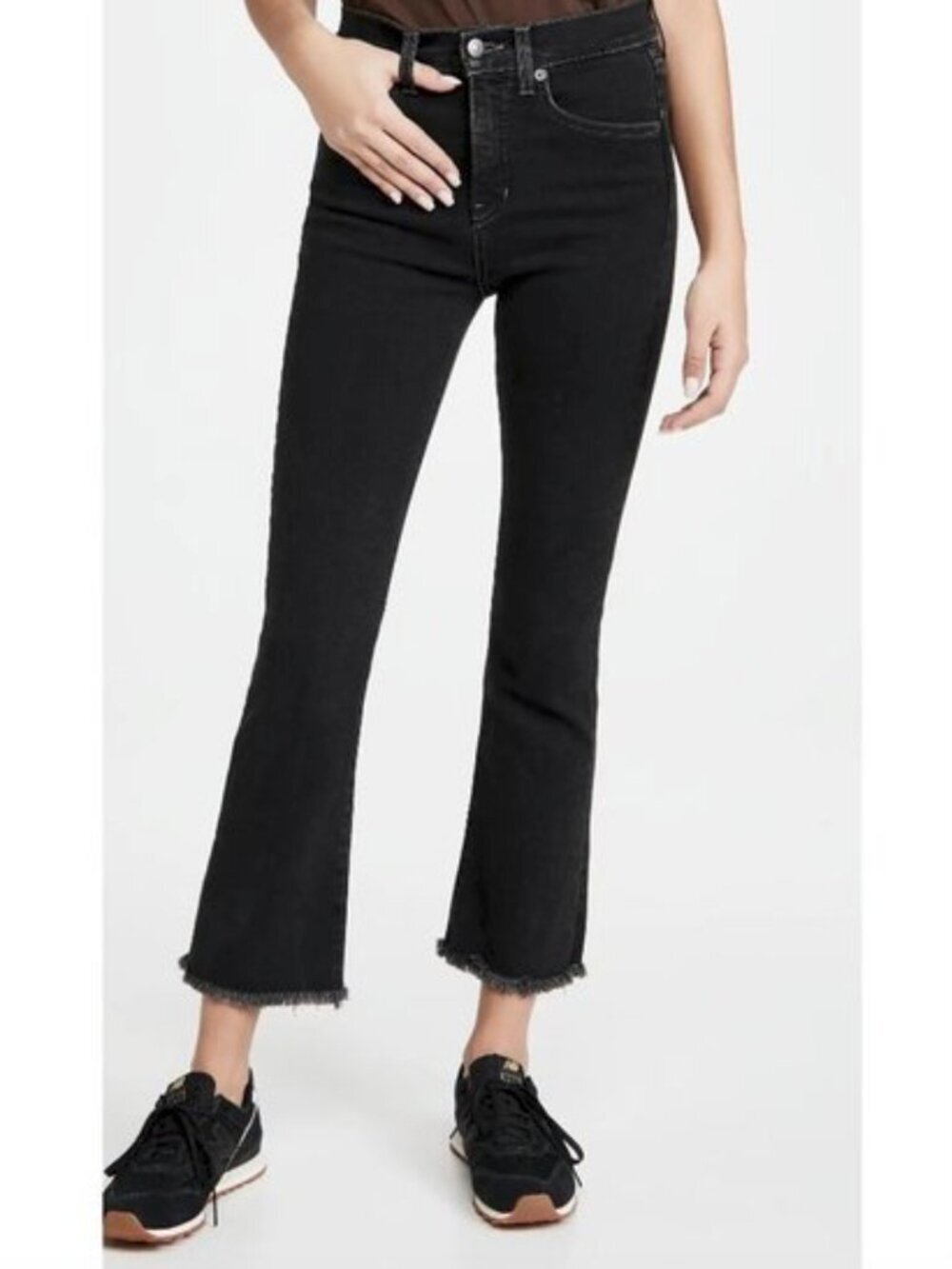 Veronica Beard Carly Kick Flare Jeans in Salt & Pepper